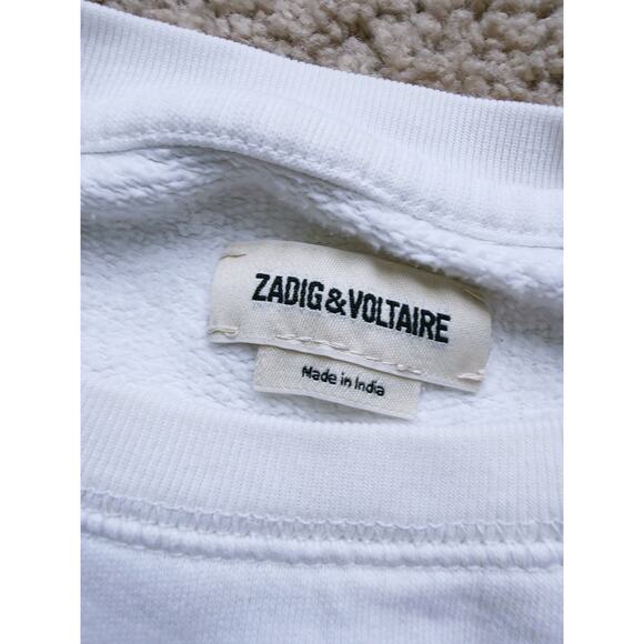 Zadig & Voltaire Graphic Skull Crewneck Sweatshirt White S Edgy Goth Grunge Emo - Picture 5 of 12